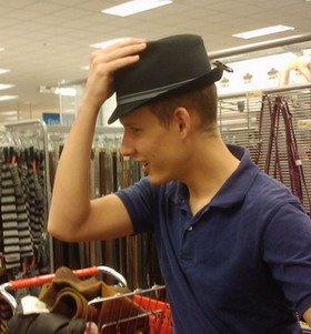 Joey looks good in a hat!