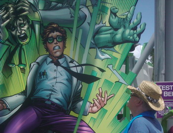 Russ contemplates Bruce Banner's predicament at the Hulk roller coaster.